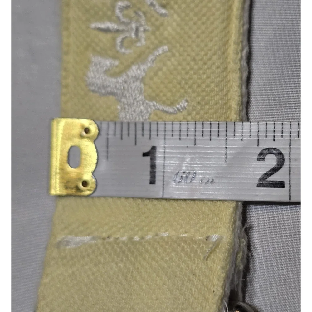 Equine Couture Fabric Cotton D-Ring Belt Yellow Horses Embroidered Rare Size Med